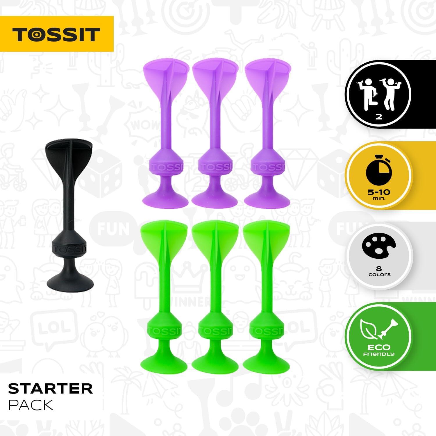 TOSSIT Gioco di Freccette a Ventosa in Silicone, Starter Pack, Viola Verde 2/7