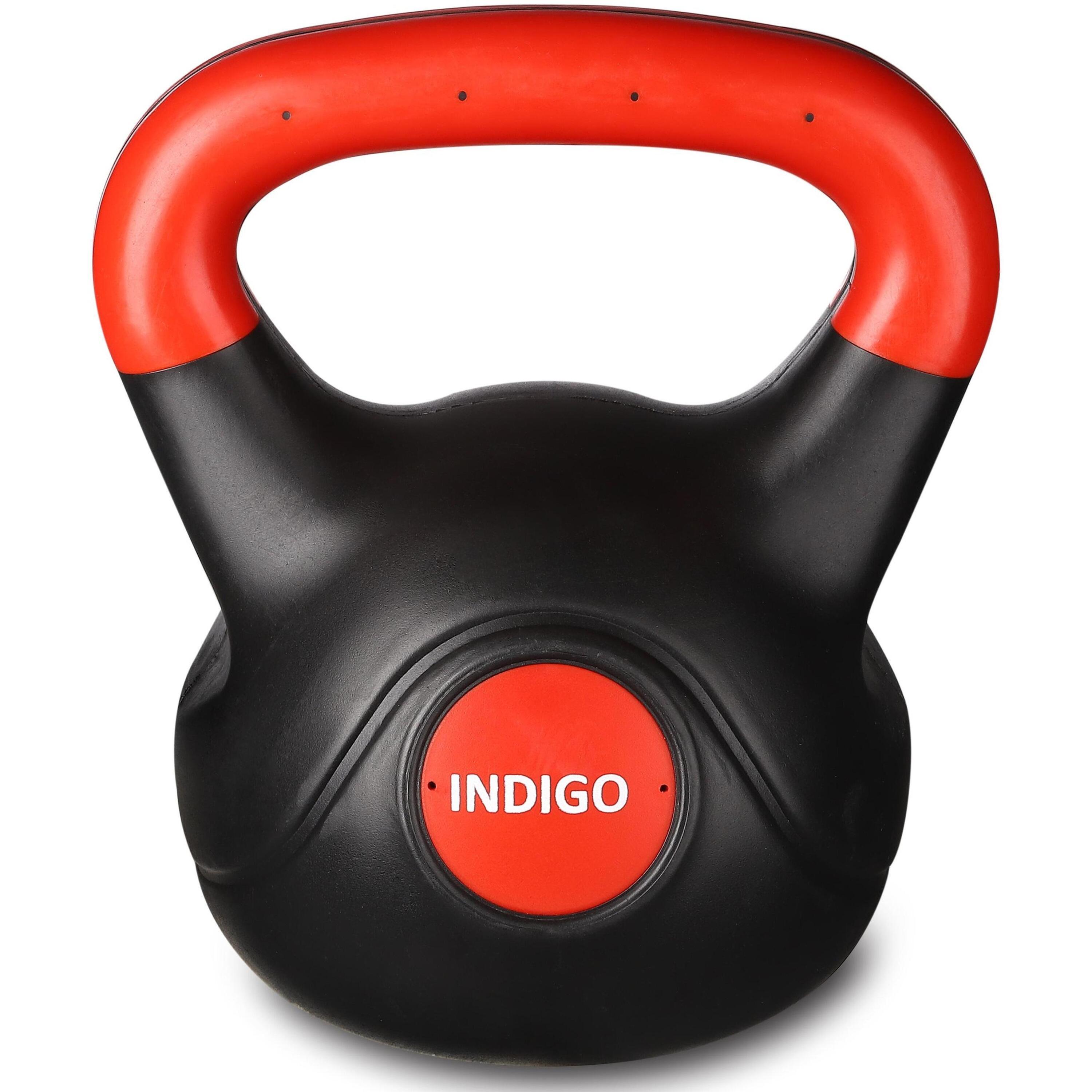 Haltere kettlebell plástico 2 kg. Indigo preto-vermelho