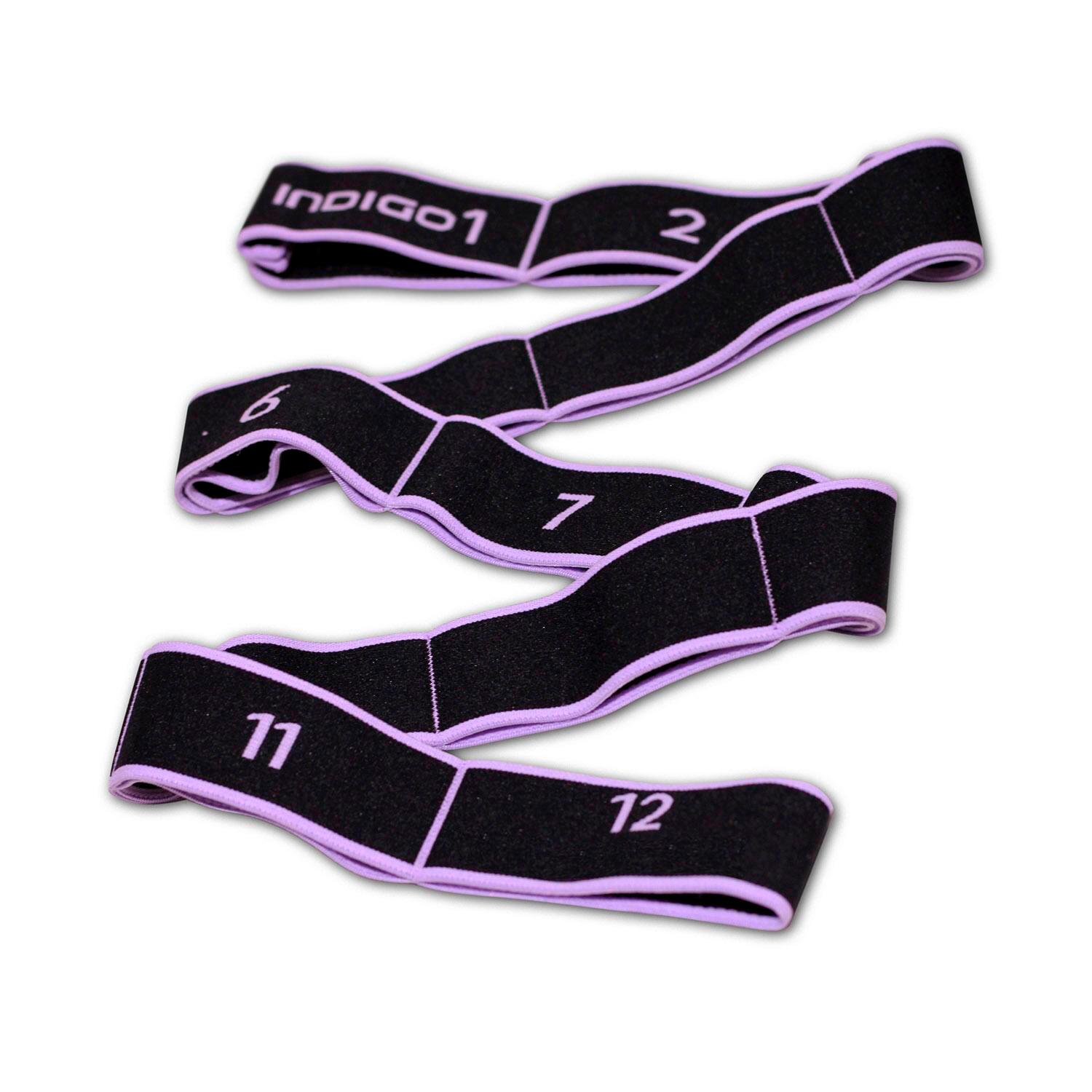 INDIGO SPORTS Banda Elástica Cinta Cerrada 12 Asas INDIGO MEDIUM 127*4 cm Negro- Púrpura