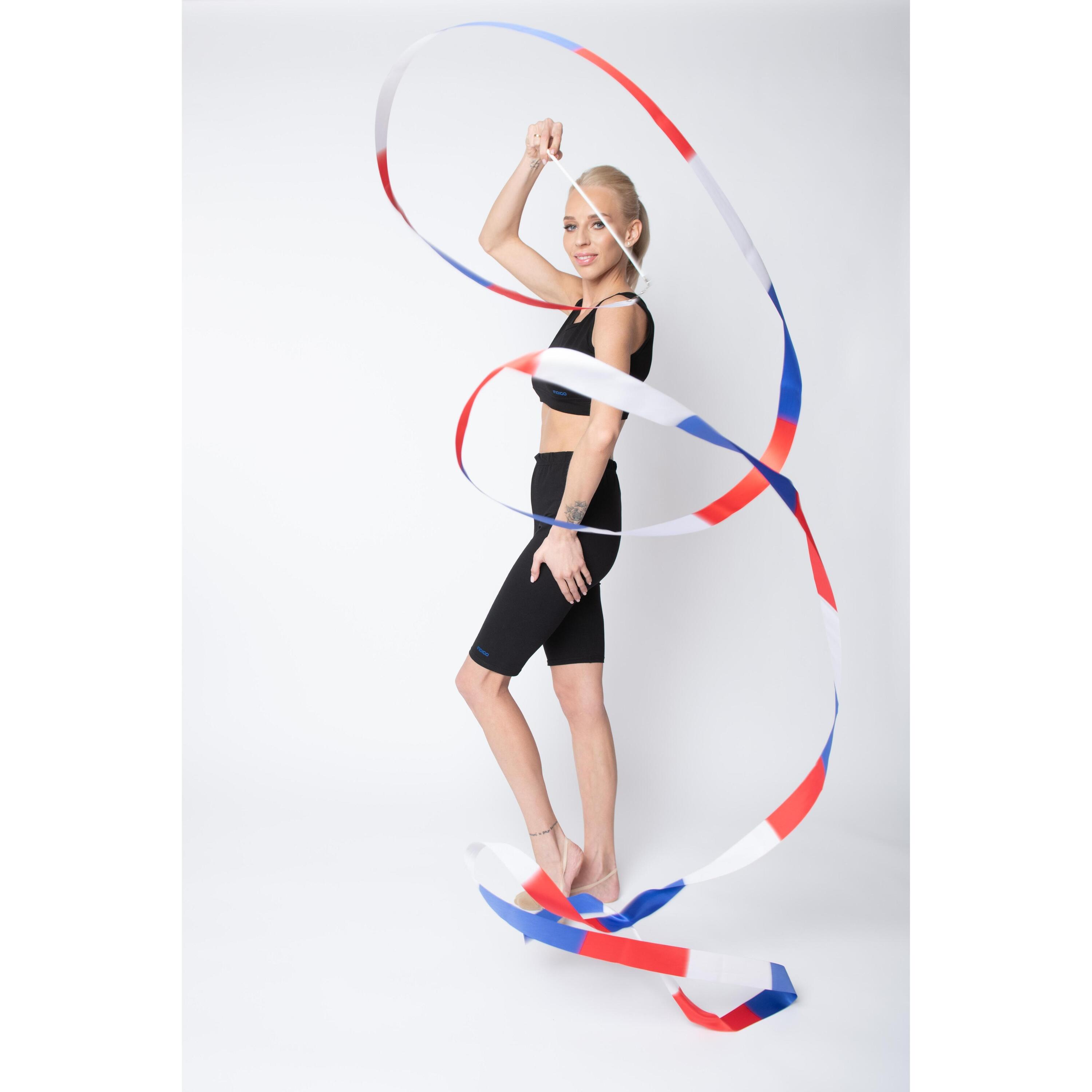 Cinta para Gimnasia Rítmica con Varilla 56 cm INDIGO 6,0 m Arco Iris 3/5