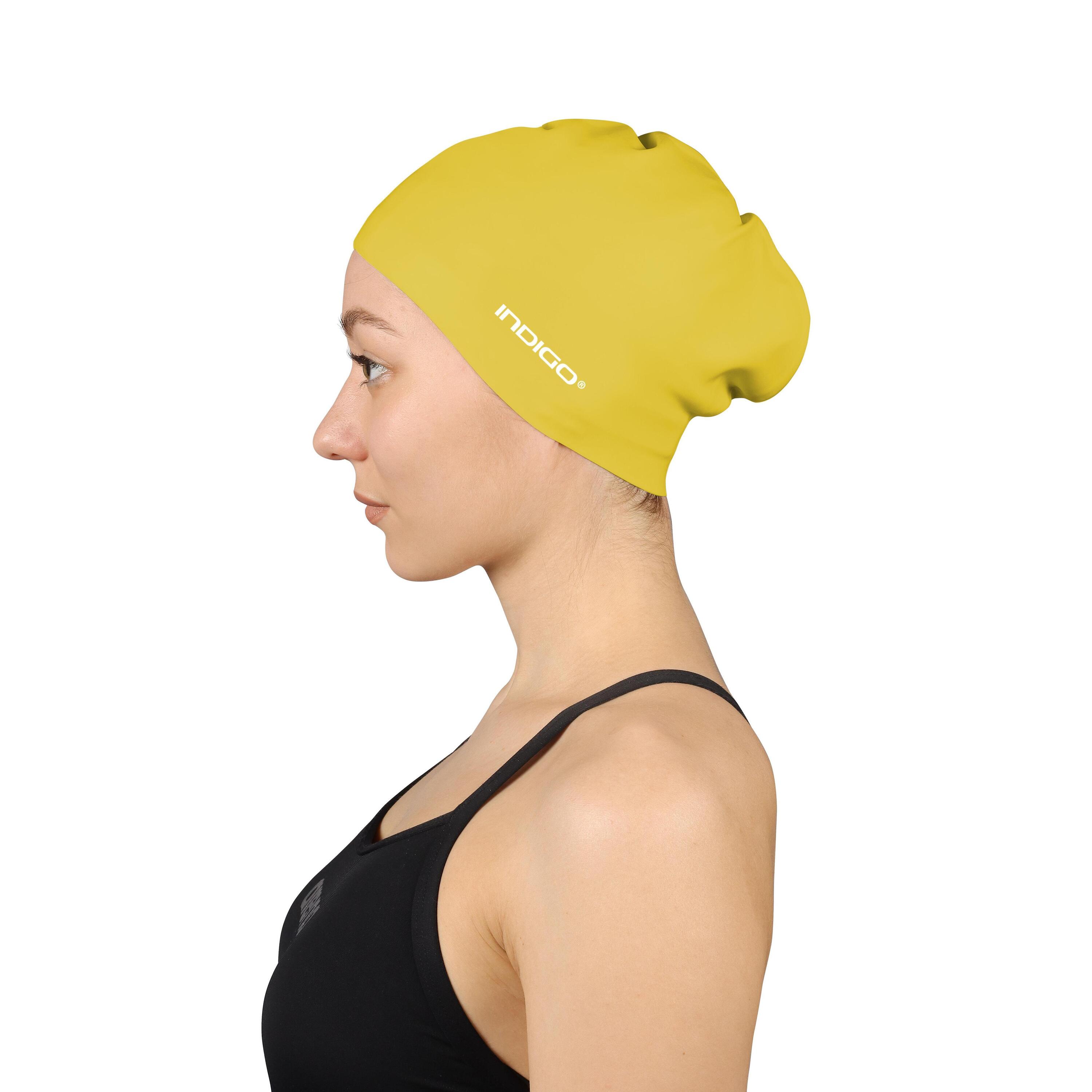 INDIGO SPORTS Touca em Natação em Silicone Para Cabelo Longo INDIGO Amarelo