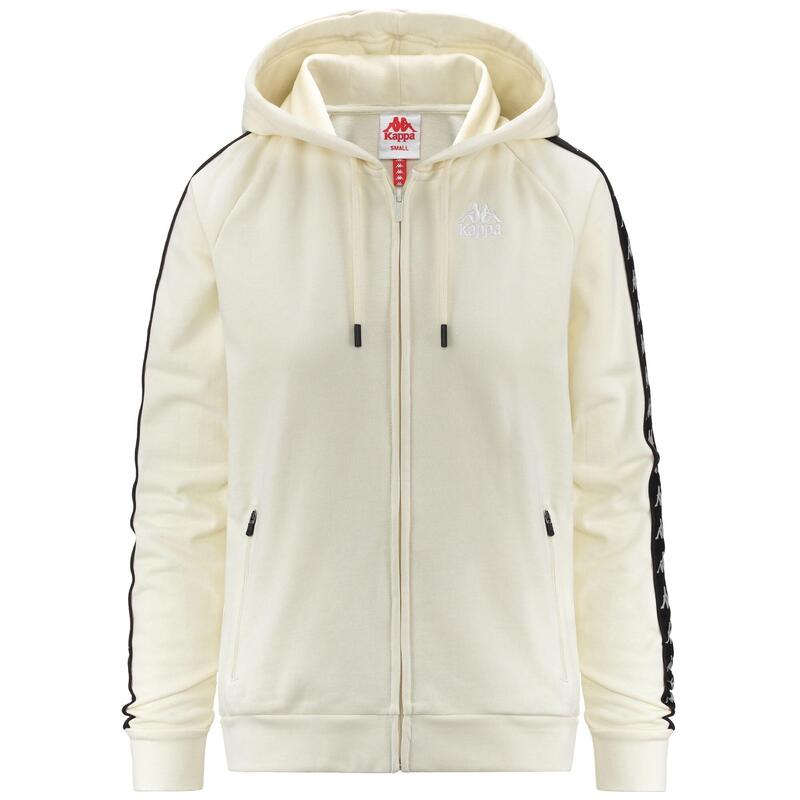 felpa donna fitness kappa cotone con cappuccio bianco