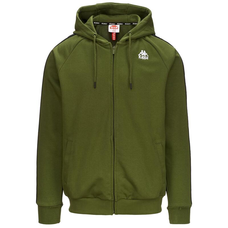 felpa uomo fitness kappa cotone con cappuccio verde.