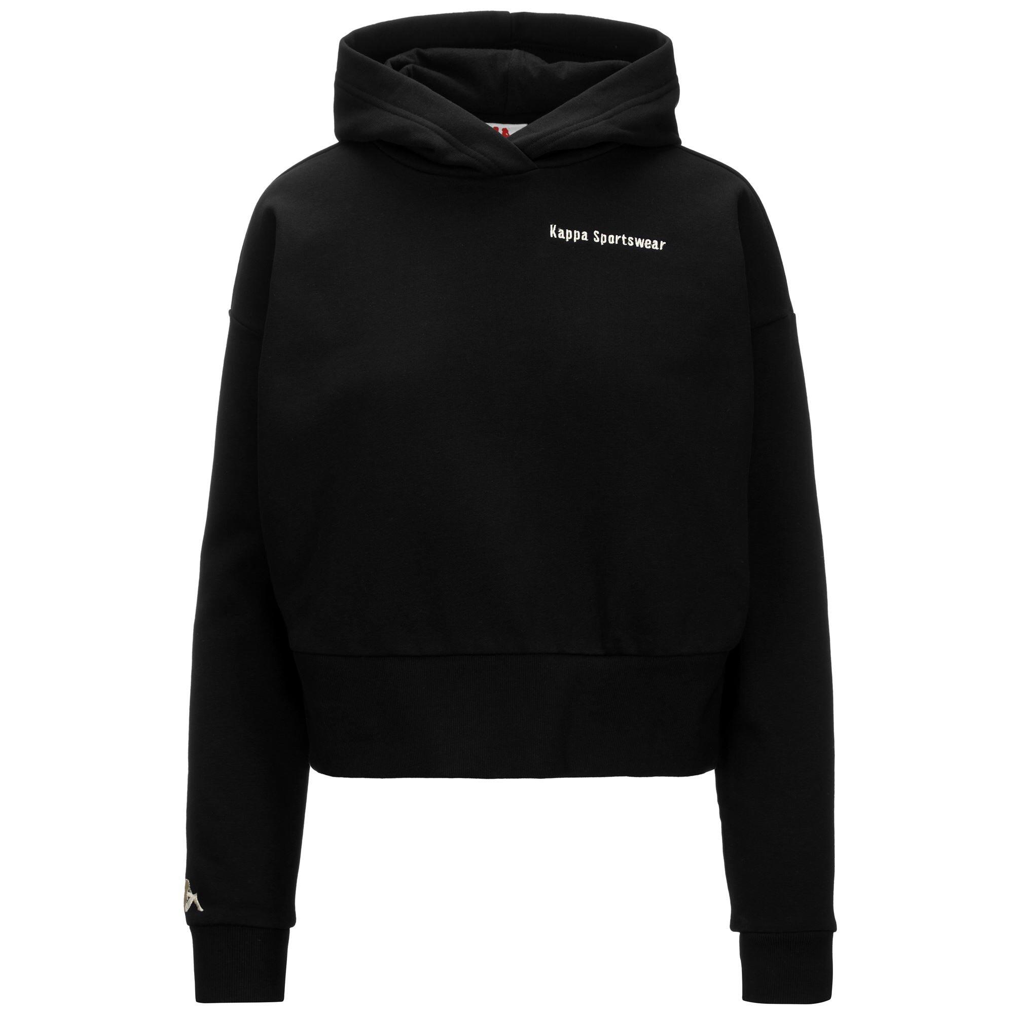 felpa donna fitness kappa cotone con cappuccio nero