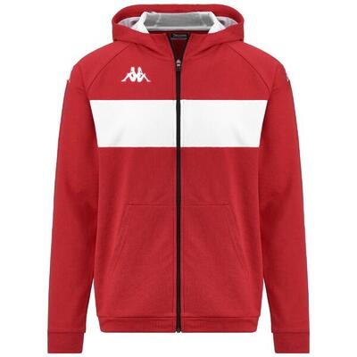 Felpa con cappuccio e zip da bambino in cotone rosso da calcio