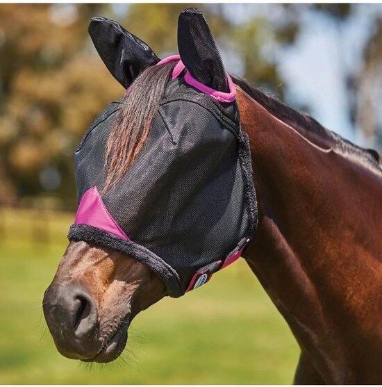 WEATHERBEETA Maschera antimosche per cavalli in rete resistente con protezione per le orecchi