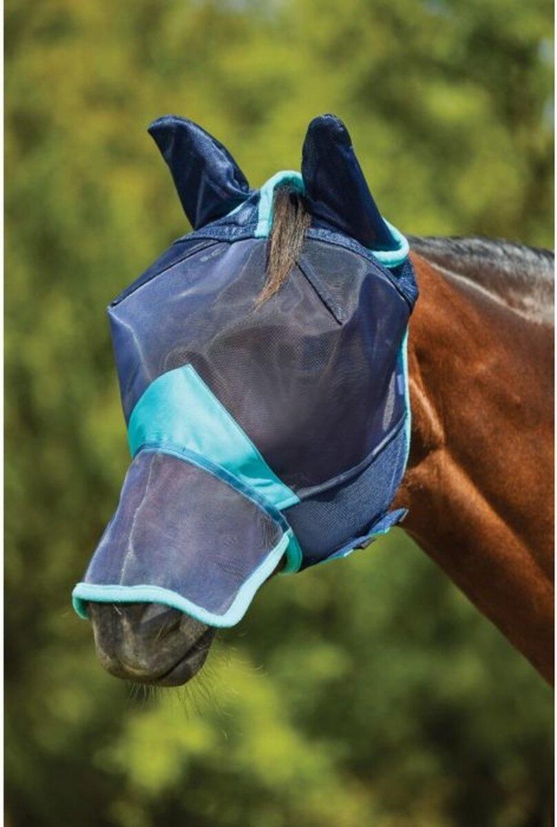 Máscara de malla fina para moscas de los caballos con cobertura para orejas y na 2/2