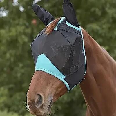 Maschera antimosche per cavalli in tela con copertura per orecchie e naso Comfit