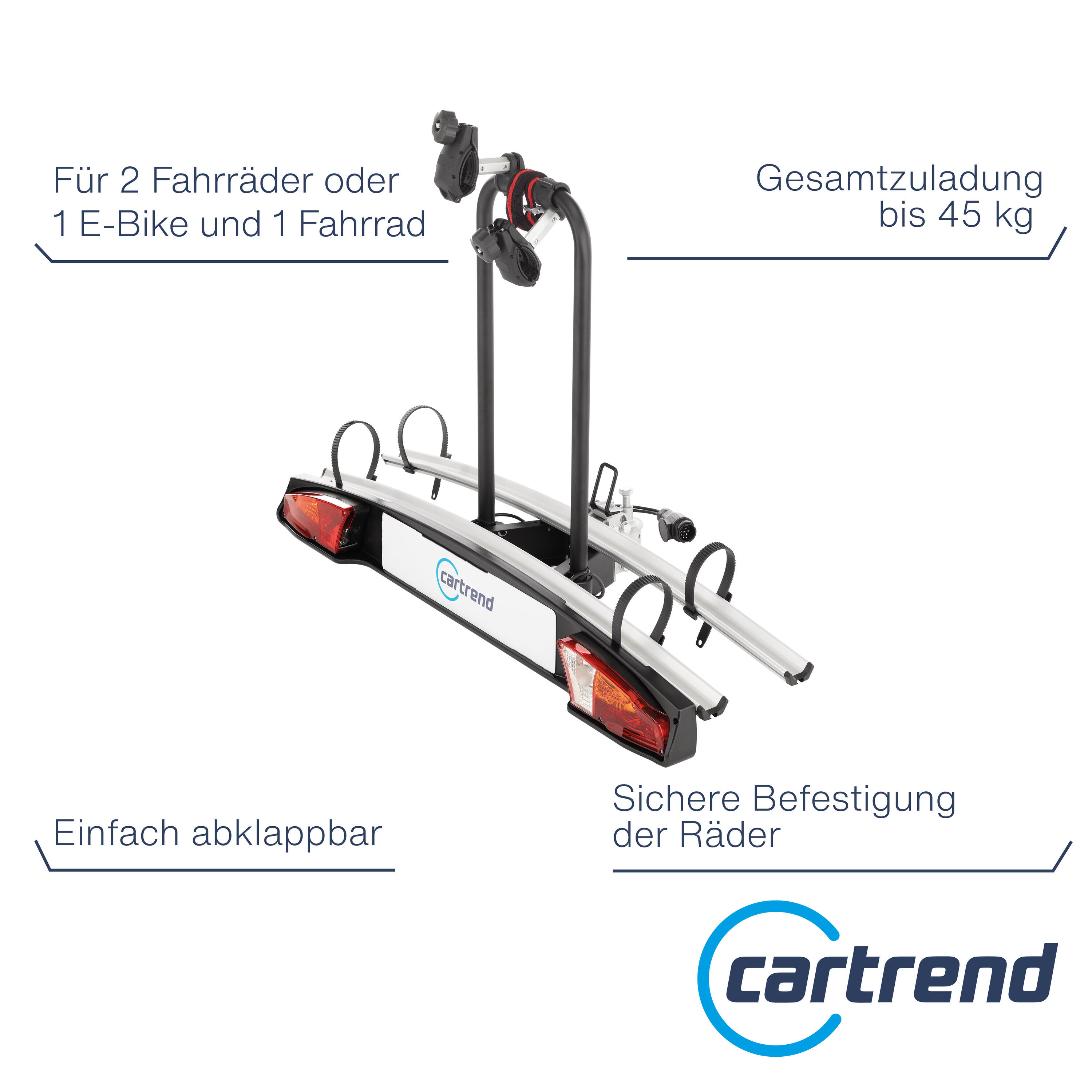 CARTREND Kupplungs-Fahrradträger Alu Active für 2 Fahrräder 2/8