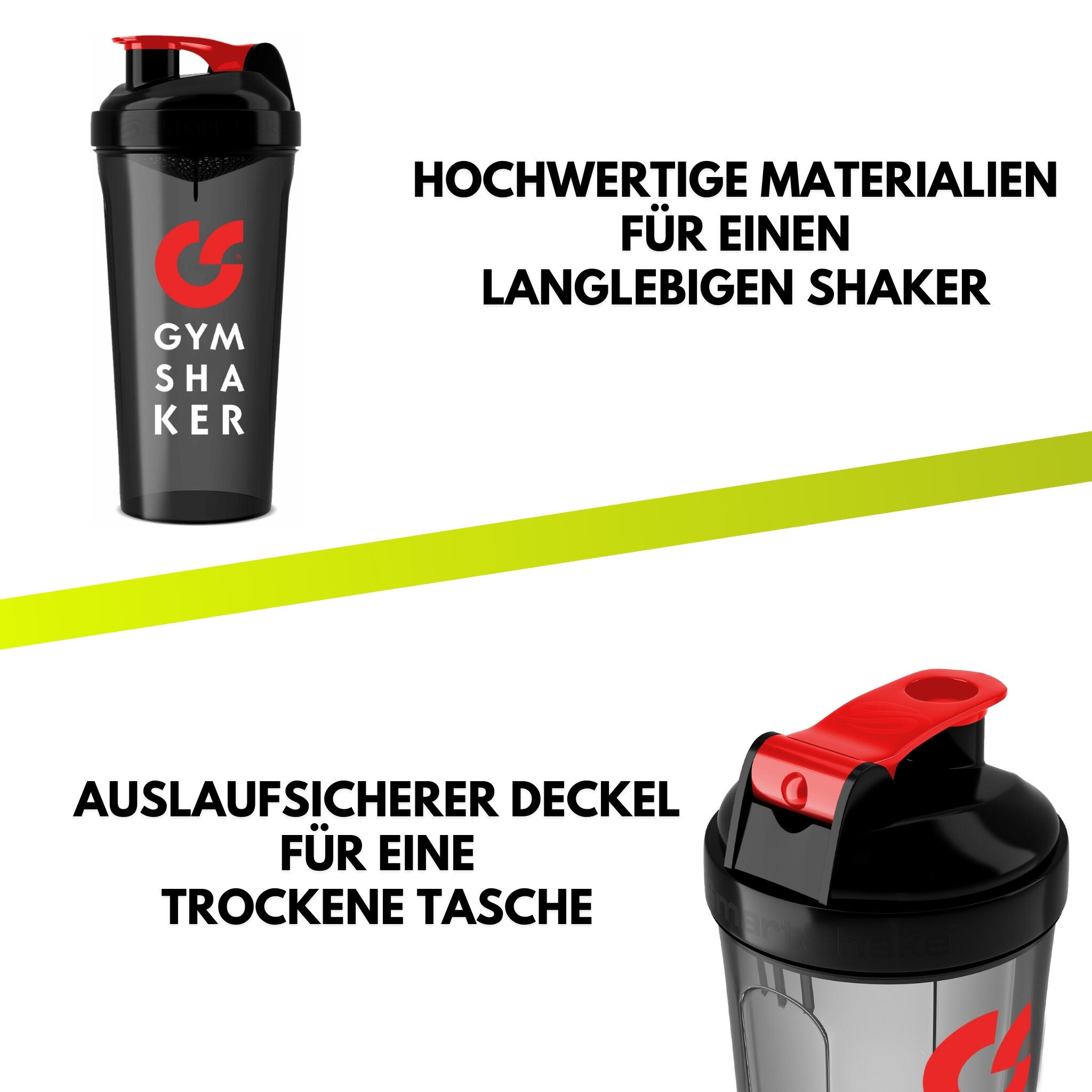 Protein Shaker 800ml auslaufsichere Trinkflasche - Schwarz 4/6