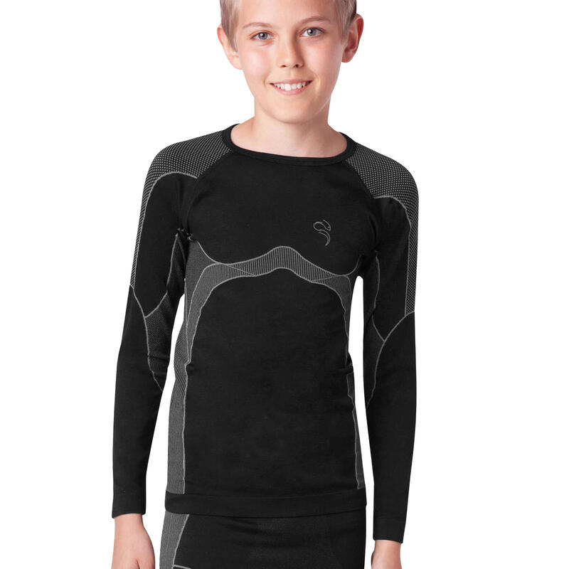 Seamless Thermounterhemd Kinder | Funktionsunterhemd | Schwarz/Grau