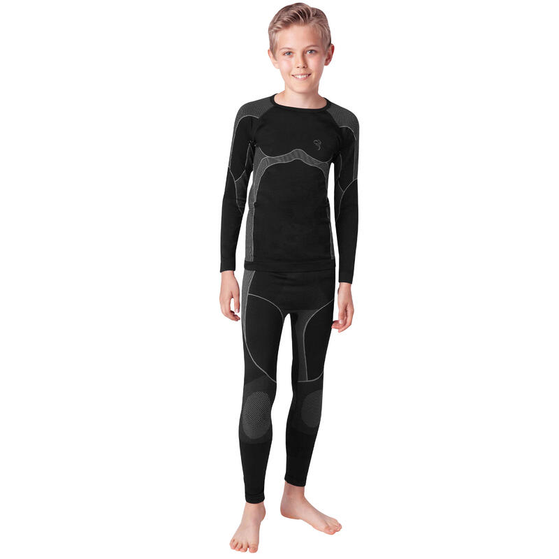 Set de sous-vêtements thermiques sans couture | Enfants | Noir/Gris