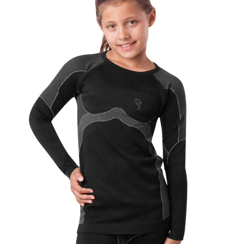 Seamless Thermounterhemd Kinder | Funktionsunterhemd | Schwarz/Grau