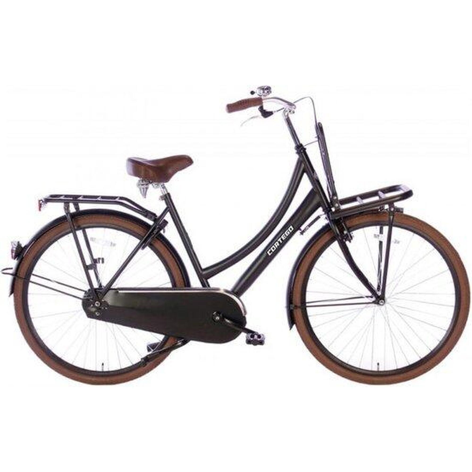 Cortego Cargo Vélo pour Femme 28 Pouces Noir Mat - Vélo de Ville