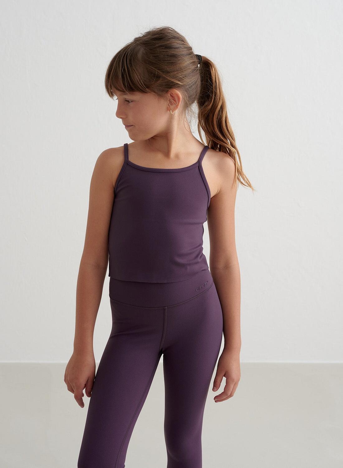 Canotta da yoga per ragazze traspirante viola scuro 4/7