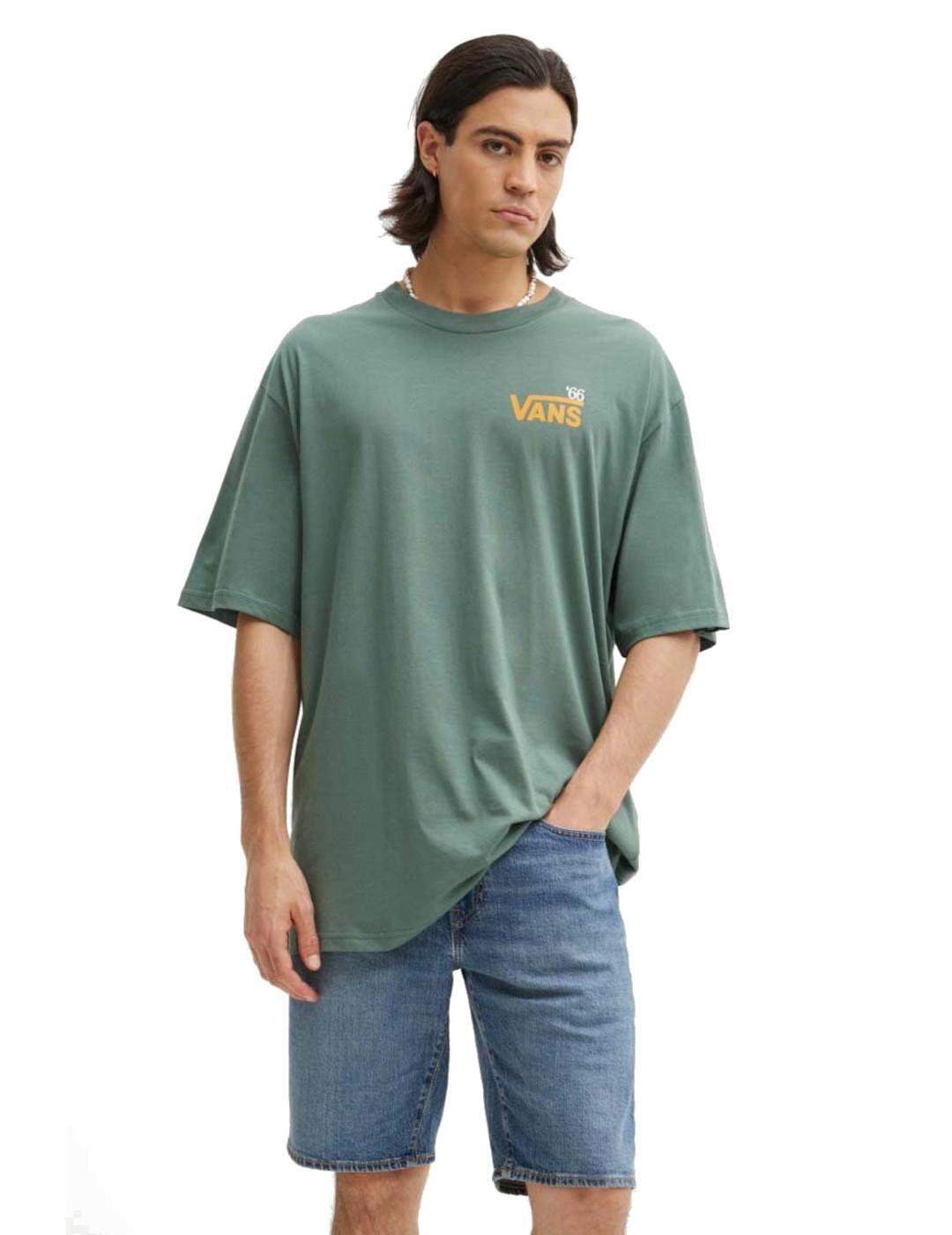 Maillot à manches courtes pour homme Vans posté vert foncé de la forêt. 1/3