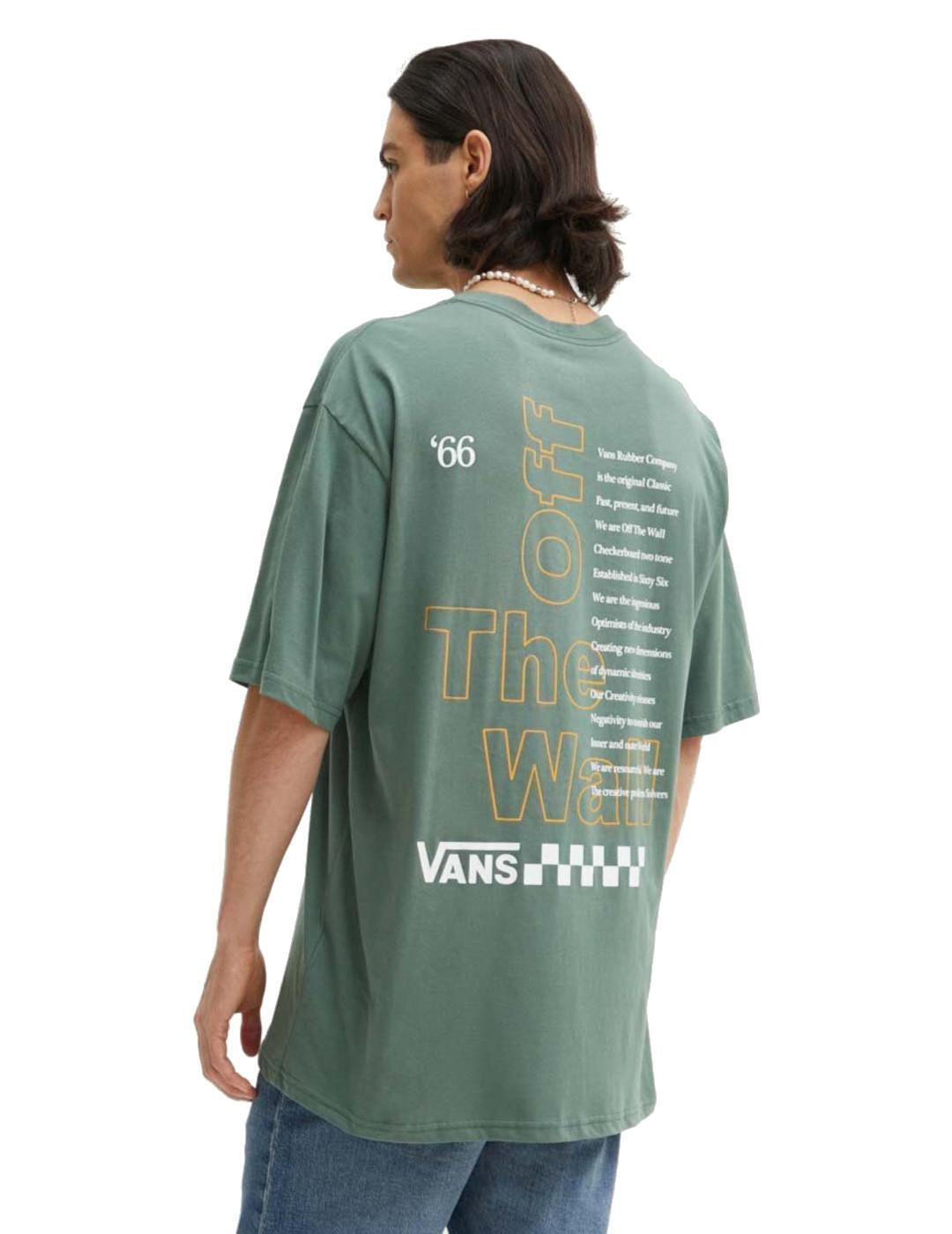 Maillot à manches courtes pour homme Vans posté vert foncé de la forêt. 2/3