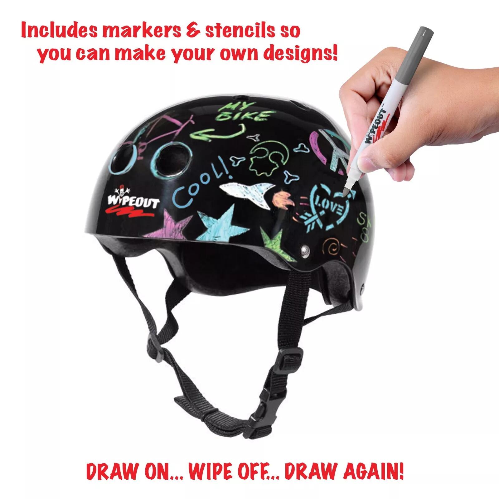 Wipeout Dry Erase Fietshelm voor kinderen - Zwarte Glans 5+ 2/7