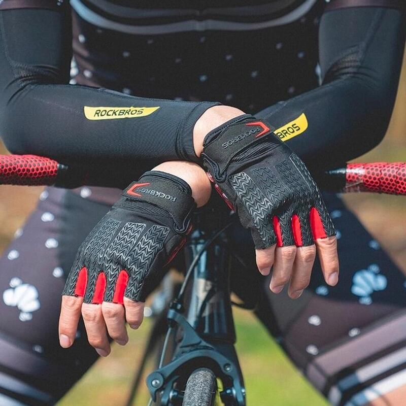 Gants de cyclisme Rockbros S169BR  avec inserts en gel - noir et rouge
