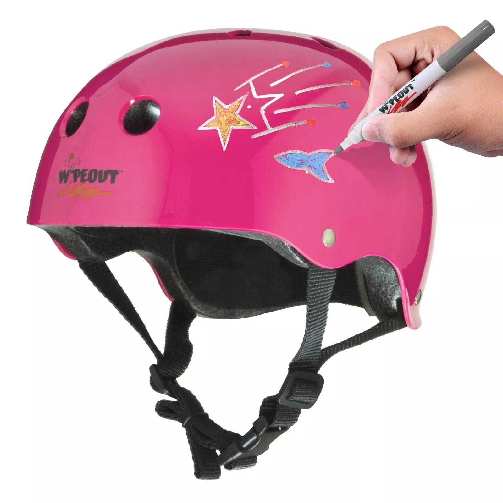 Wipeout - Wipeout Casque De Vélo Pour Enfants Effaçable À Sec - Créez Vos Propres Motifs - Casque - Rose -  6 À 8 Ans - Decathlon