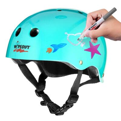 Wipeout dry erase kids cycling helmet - black gloss 8+