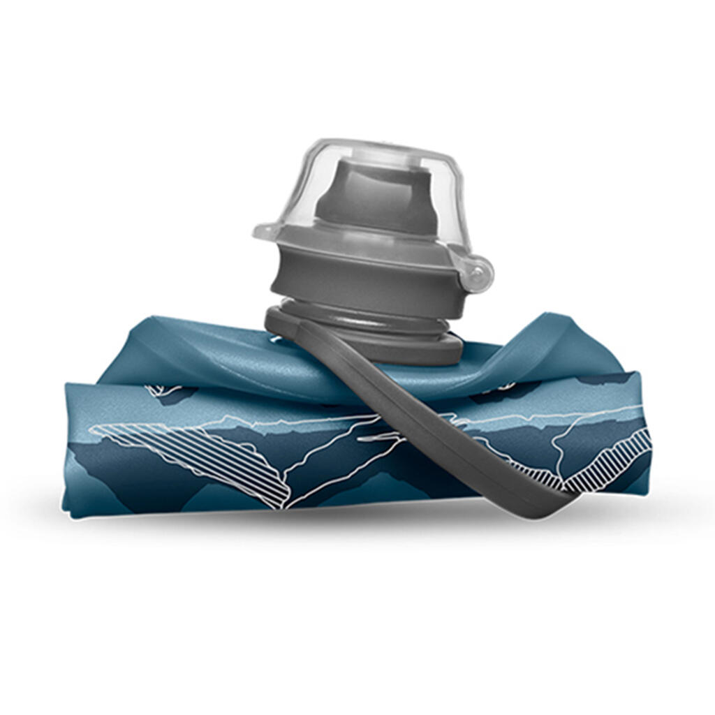 Hydrapak Stow Flexible Bottle-Mountain Edition-Tahoe Blue (350ML)