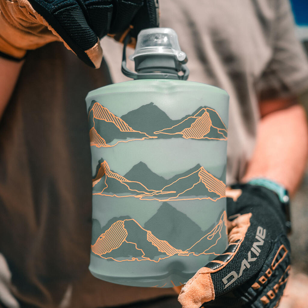 Hydrapak Stow Flexible Bottle-Mountain Edition-Tahoe Blue (350ML)