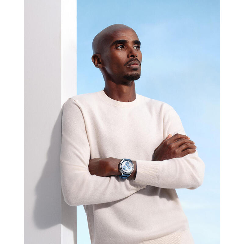 Montre connectée Watch GT 5 46 mm Acier Inoxydable avec Bracelet en Nylon Bleu