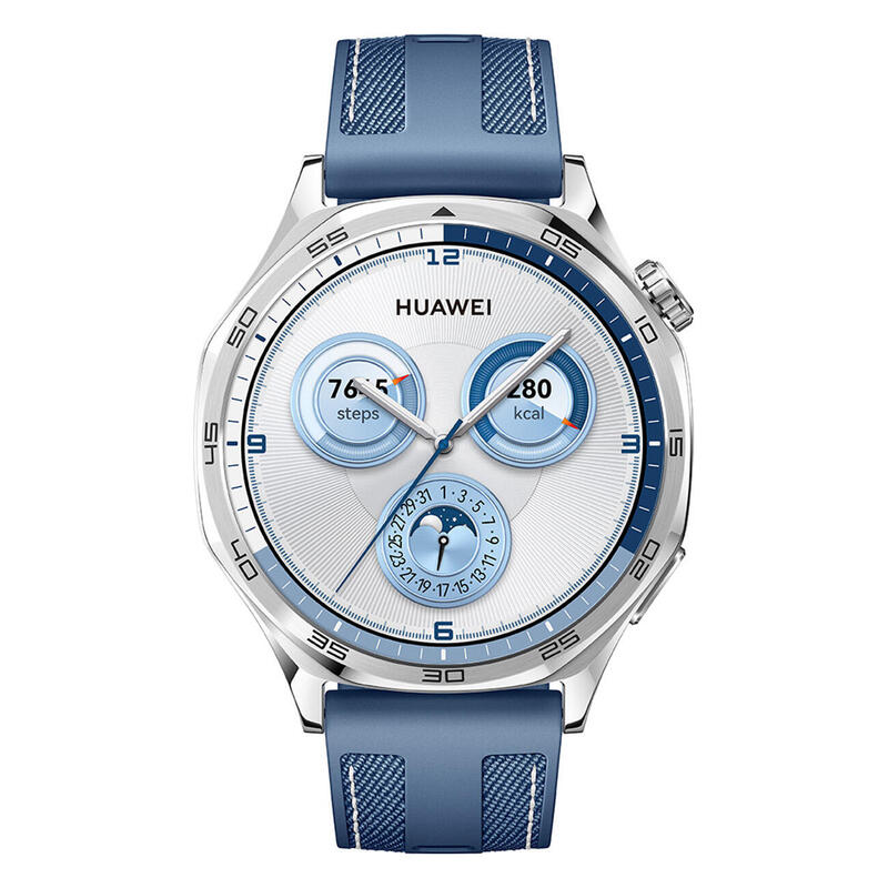 Montre connectée Watch GT 5 46 mm Acier Inoxydable avec Bracelet en Nylon Bleu
