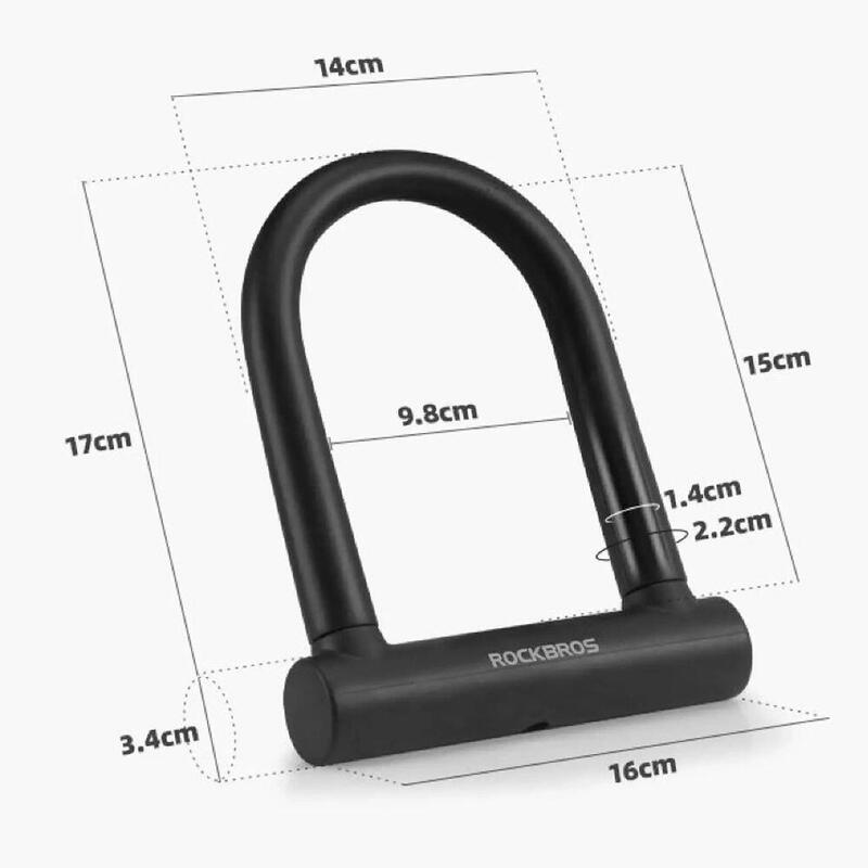 Antifurto U para bicicleta Rockbros RKS610-BK - preto