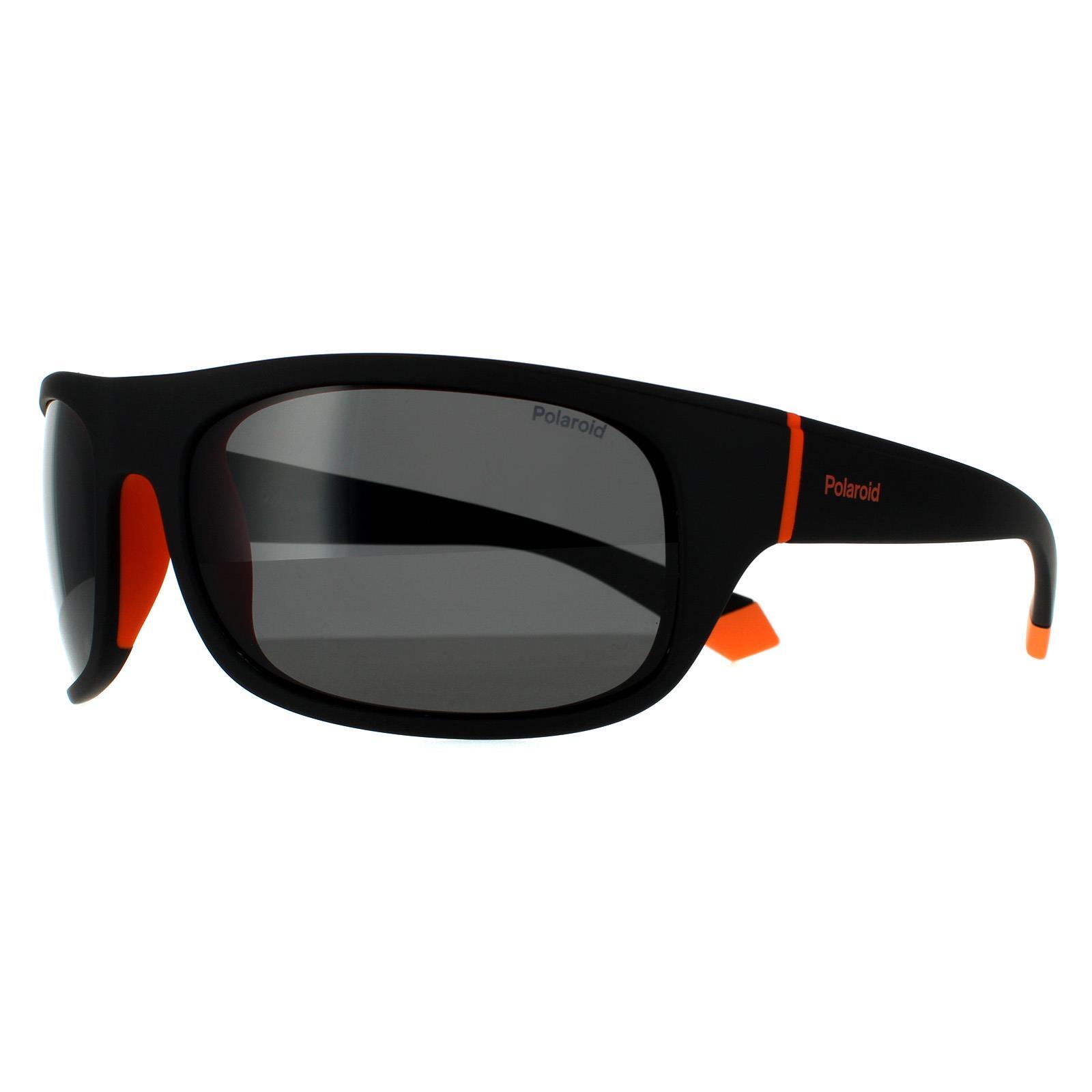 Polaroid Wrap Mens Black Orange Grey Polarized Sunglasses 2/5