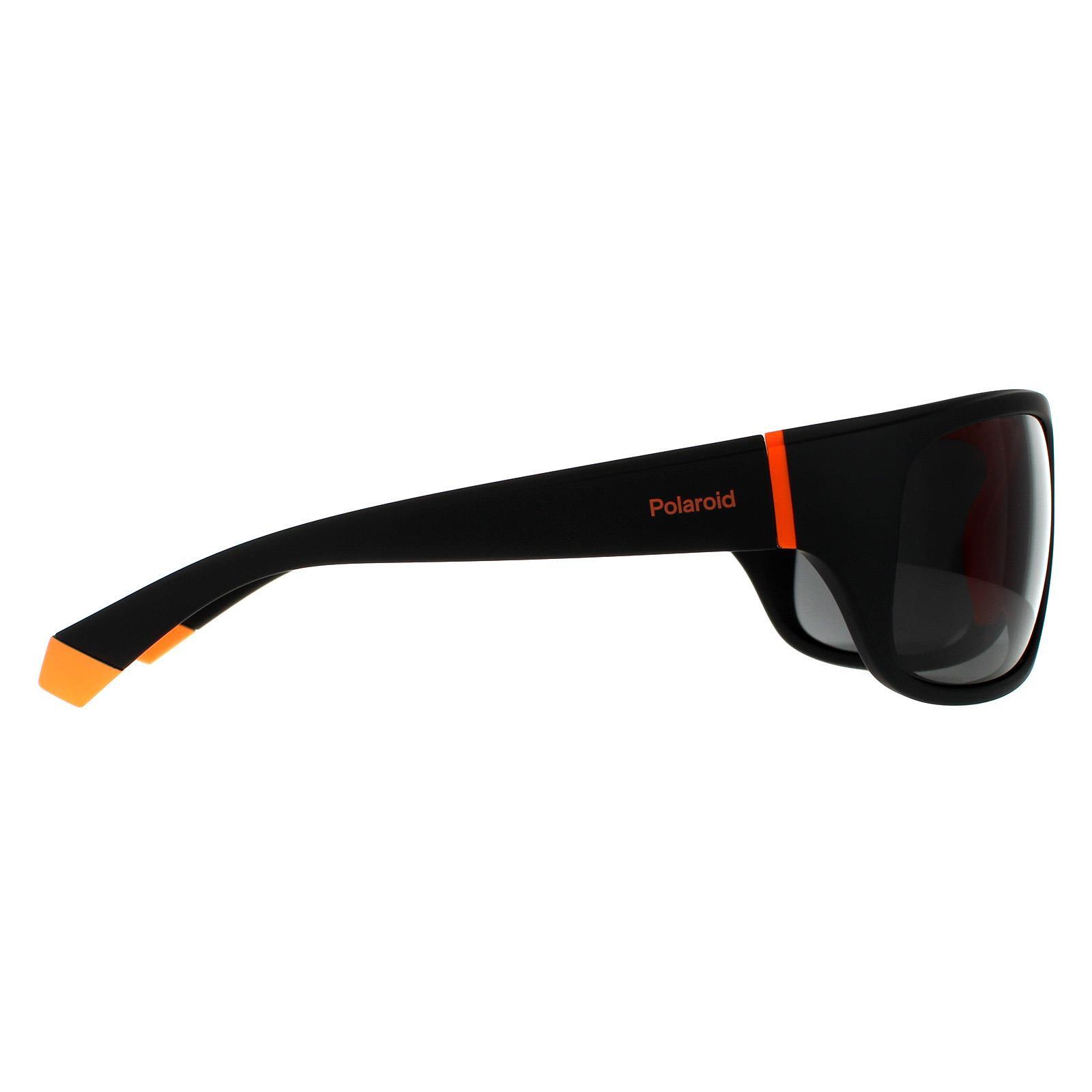 Polaroid Wrap Mens Black Orange Grey Polarized Sunglasses 4/5