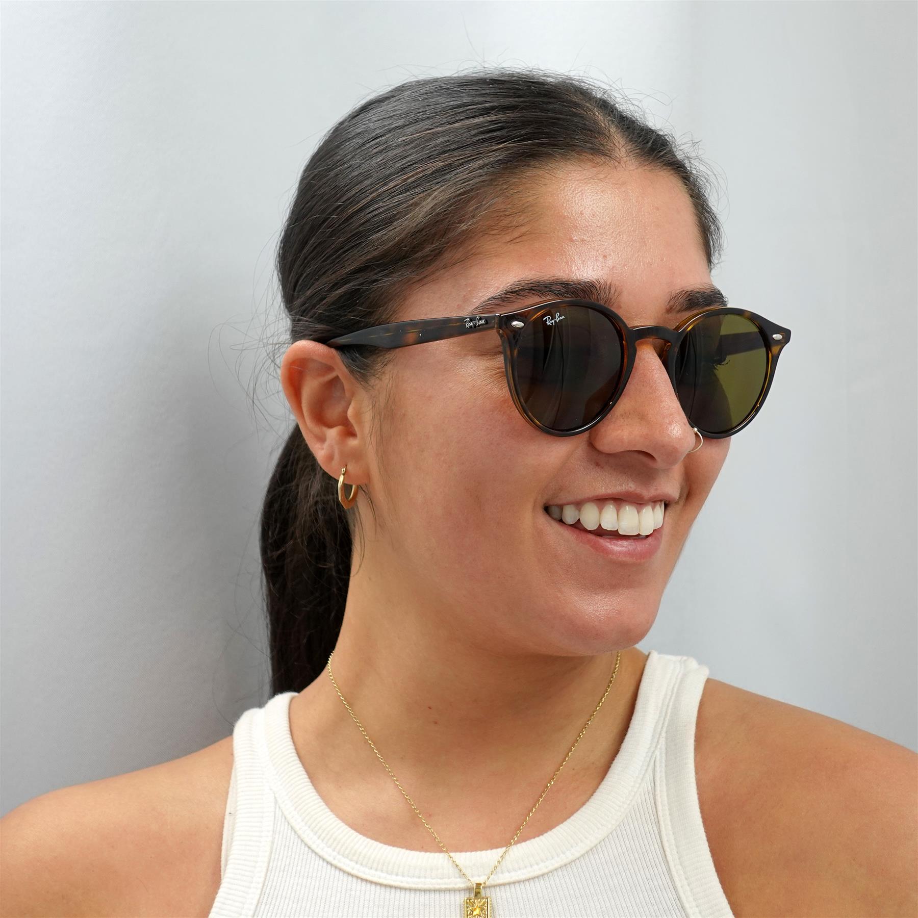 Ray-Ban Round Unisex Tortoise Brown B-15 Sunglasses 3/6