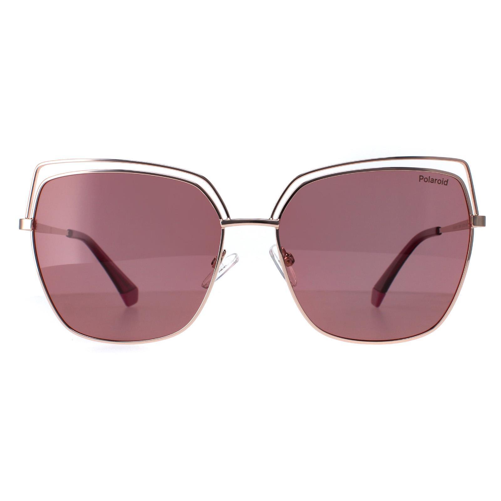Polaroid Square Womens Gold Copper Pink Polarized Sunglasses 1/4