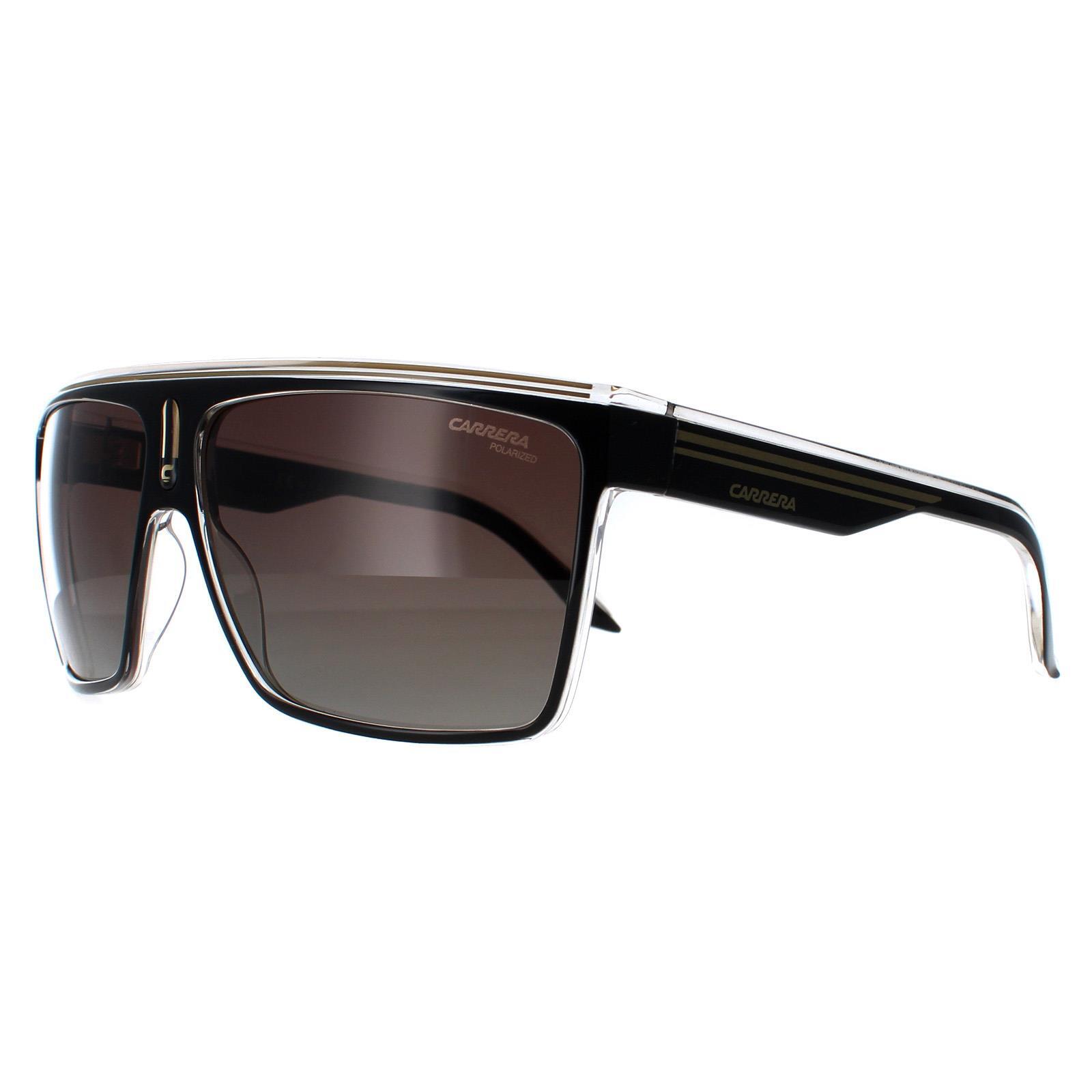 Carrera Shield Unisex Black Gold Brown Polarized Sunglasses 2/5