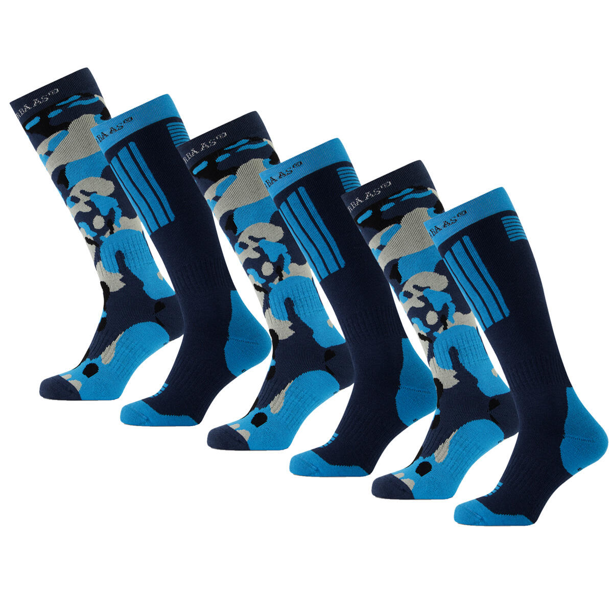 POEDERBAAS Poederbaas Skisokken 6-pack Camo Navy