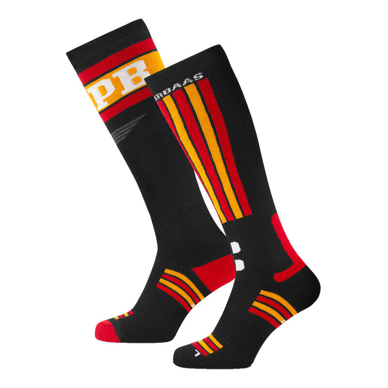 Poederbaas Chaussettes de ski 6-pack Suédois Noir & Rouge