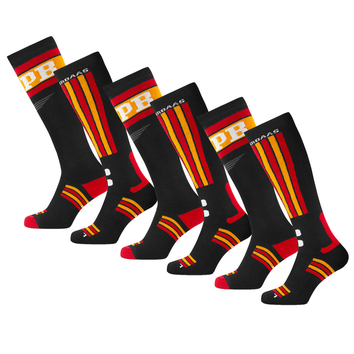 POEDERBAAS Poederbaas Skisokken 6-pack Swedish Black & Red