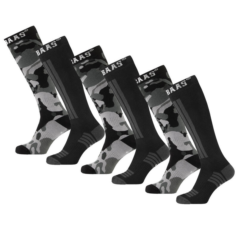 Poederbaas Calcetines de esquí paquete de 6 Camo Negro