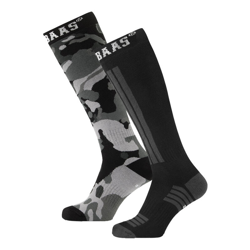 Poederbaas Calcetines de esquí paquete de 6 Camo Negro