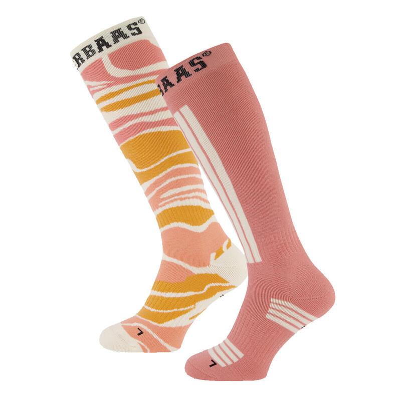 Poederbaas Chaussettes de ski 6-pack Zebra Rose