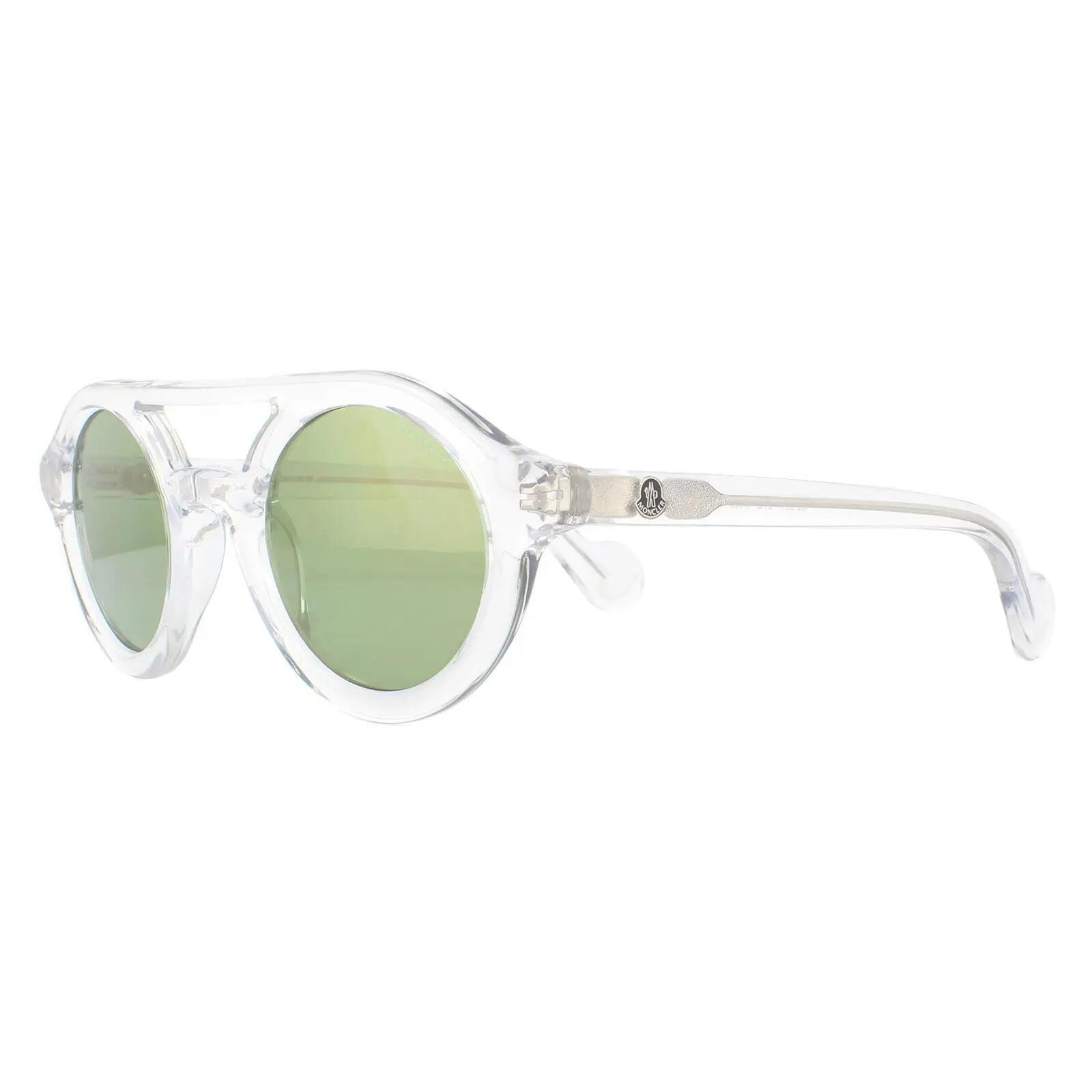 Moncler Round Unisex Crystal Green Mirror Sunglasses 2/4