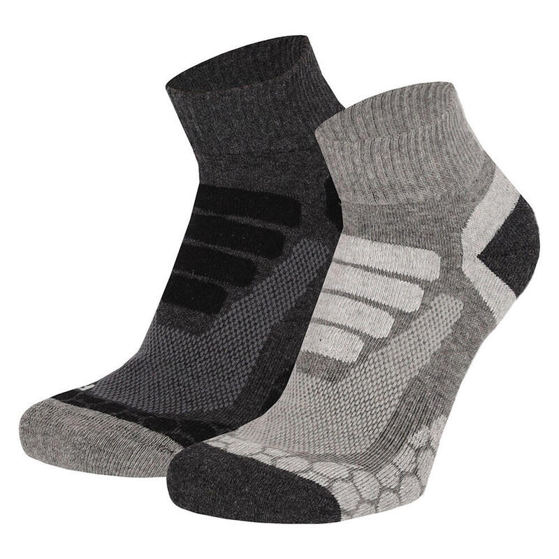 Xtreme - Chaussettes de randonnée basses - Unisexe - Multi gris - 2 paires -