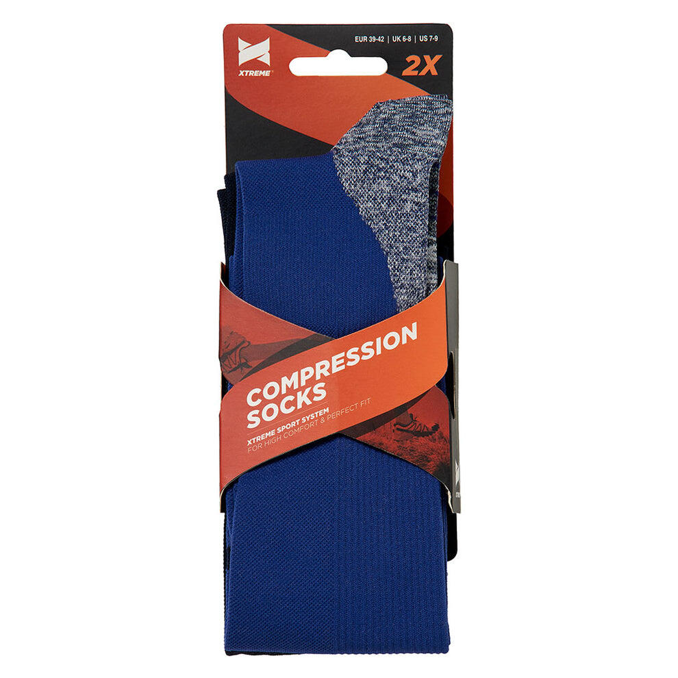 Xtreme - Running/Compressiesokken - 4-Pack - Blauw Compressiekousen hardlopen 7/7