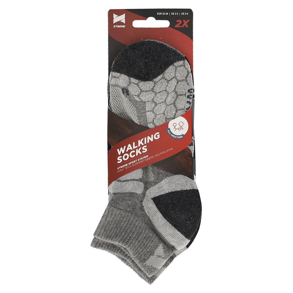 Xtreme - Chaussettes de randonnée basses - Unisexe - Multi gris - 4 paires - 5/5