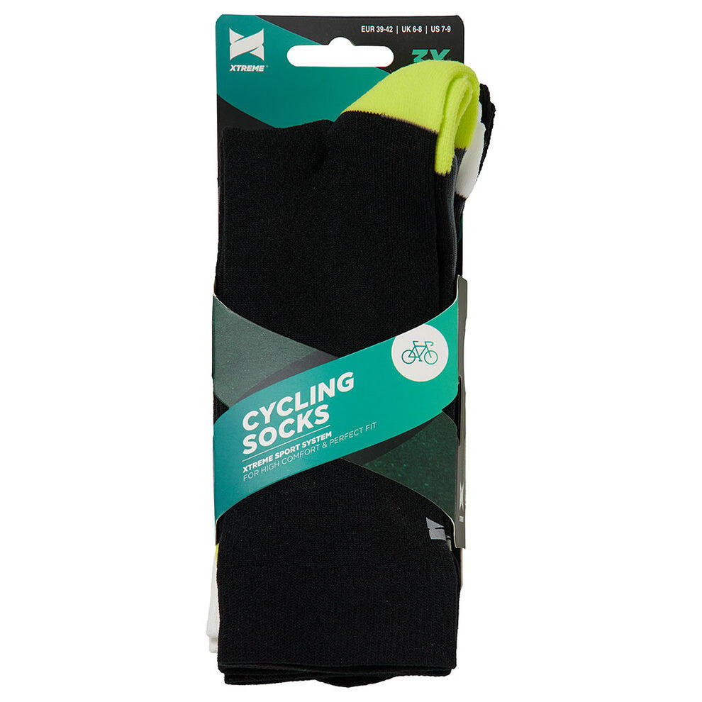 Xtreme - Chaussettes de cyclisme - Unisexe - Multi Noir - 3 paires - Chaussettes 7/7