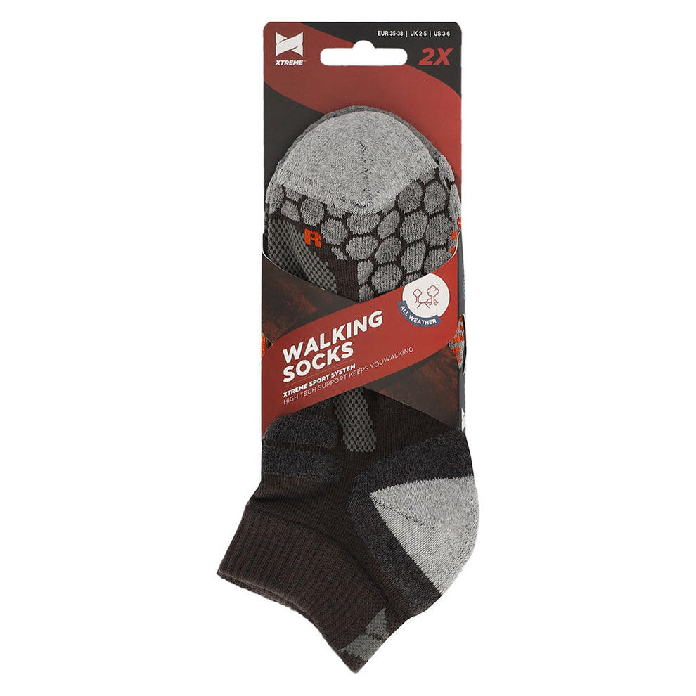 Xtreme - Lage Wandelsokken - Unisex - Multi groen - 2-Paar - Wandelsokken dames 5/7