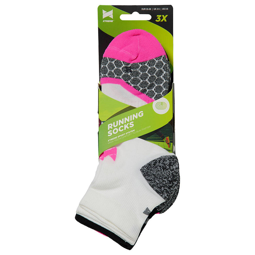 Xtreme - Hardloop sokken - Unisex - Multi roze - 3-Paar- Sportsokken 7/7