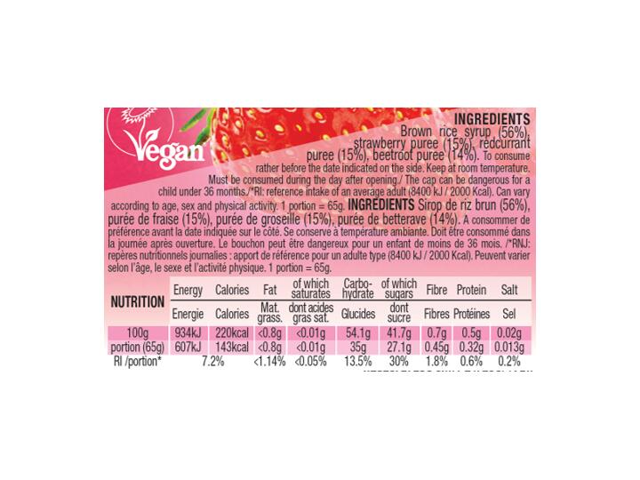 10 compotes énergétiques - vegan - 65g - Fraise - Groseille - Betterave 4/6