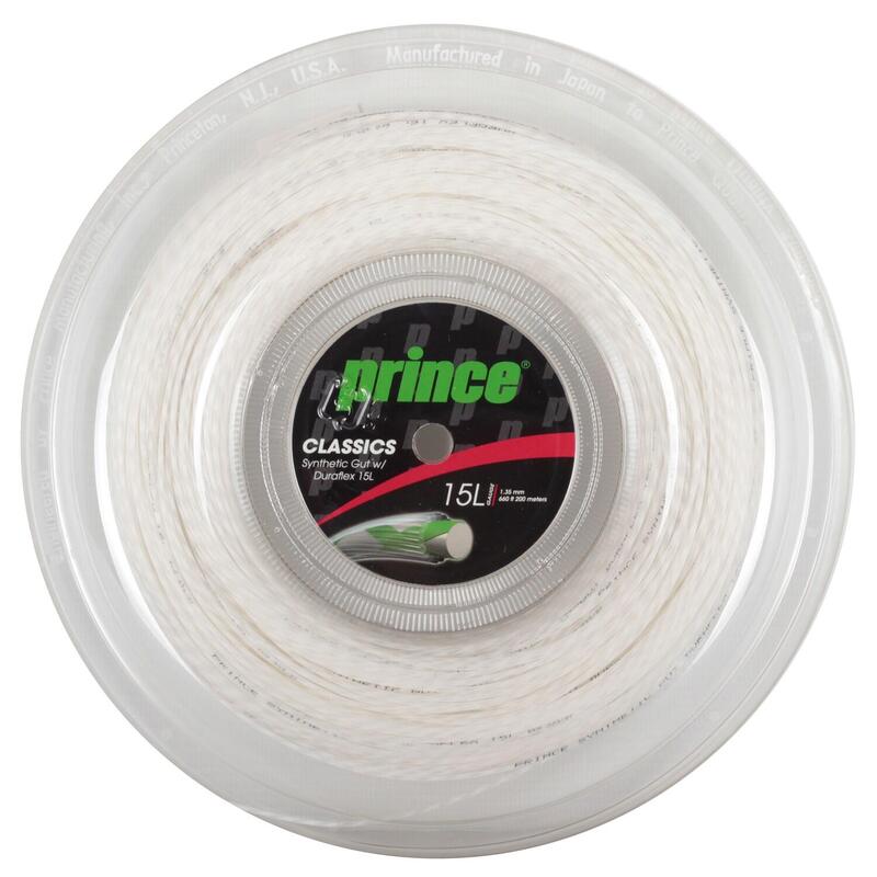 Bobina cordaje de tenis ensamblado SYNTHETIC GUT DURAFLEX 15 Prince blanco 200 m